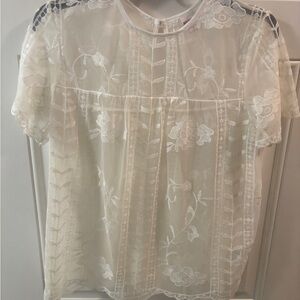 Merona Sheer Floral Lace Blouse - Cream